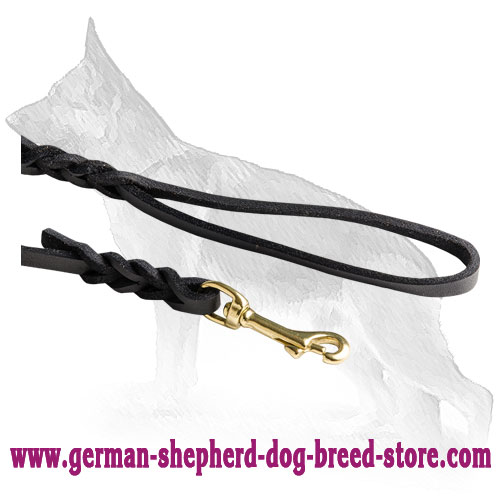 Secure Snap Hook on Leather German Shepherd Leash 