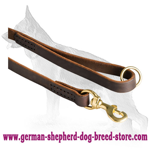 Strong Snap Hook on Leather German Shepherd Leash